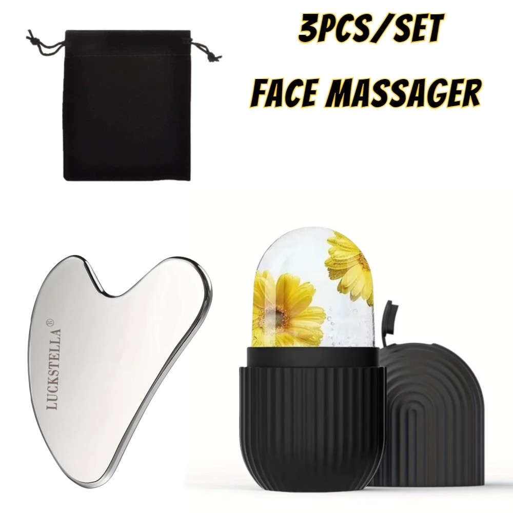 เซ็ตไม้โรลเลอร์น้ำแข็งและเก๊าชาสแตนเลส – เครื่องนวดหน้าเย็นสำหรับยกกระชับใบหน้า บรรเทาความบวมและดูแลผิว มีให้เลือก