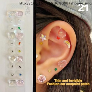 [OU] แฟชั่น Bowknot สีสัน Rhinestone ไข่มุกสติกเกอร์จุดหูหูค…