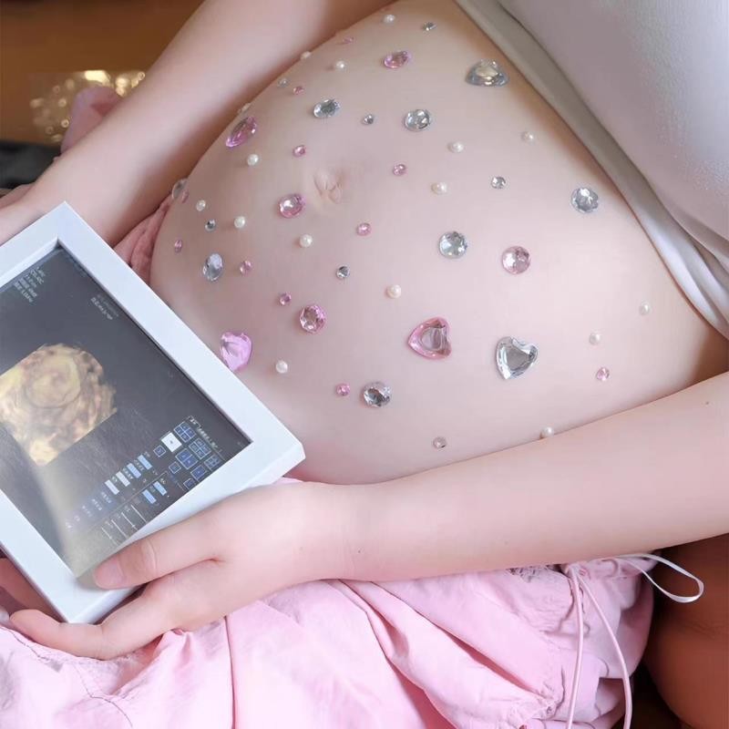 ✨หญิงตั้งครรภ์ท้องสติกเกอร์เพชรบ้านภาพอุปกรณ์ประกอบฉากมุก พลอยเทียม ที่มีสีสันรักรูปร่างตั้งครรภ์ท้องสติกเกอร์ภาพ 25.7.15