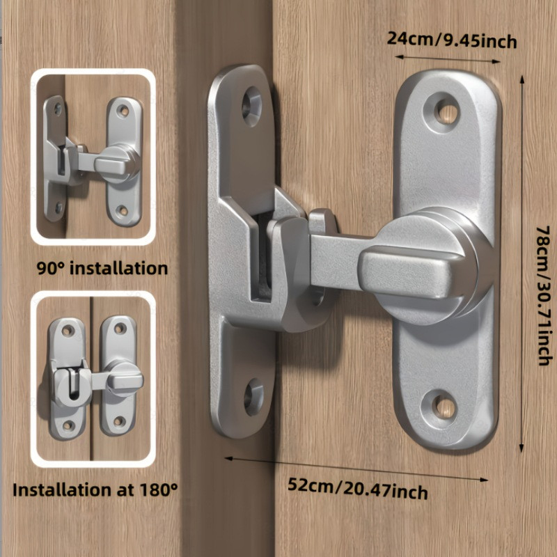 กลอนสับประตู ตัวล็อคประตูและหน้าต่าง 90 180 องศา สแตนเลสแท้ แบบไม่ต้องเจาะ กันขโมย กลอนประตูคู่