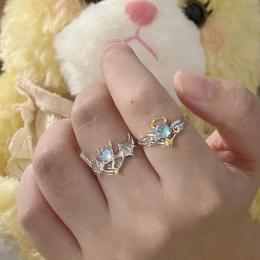 แหวนคู่รัก มูนสโตนสีฟ้า ✨ เทวดาvsปีศาจ! ของขวัญคู่รัก 2025