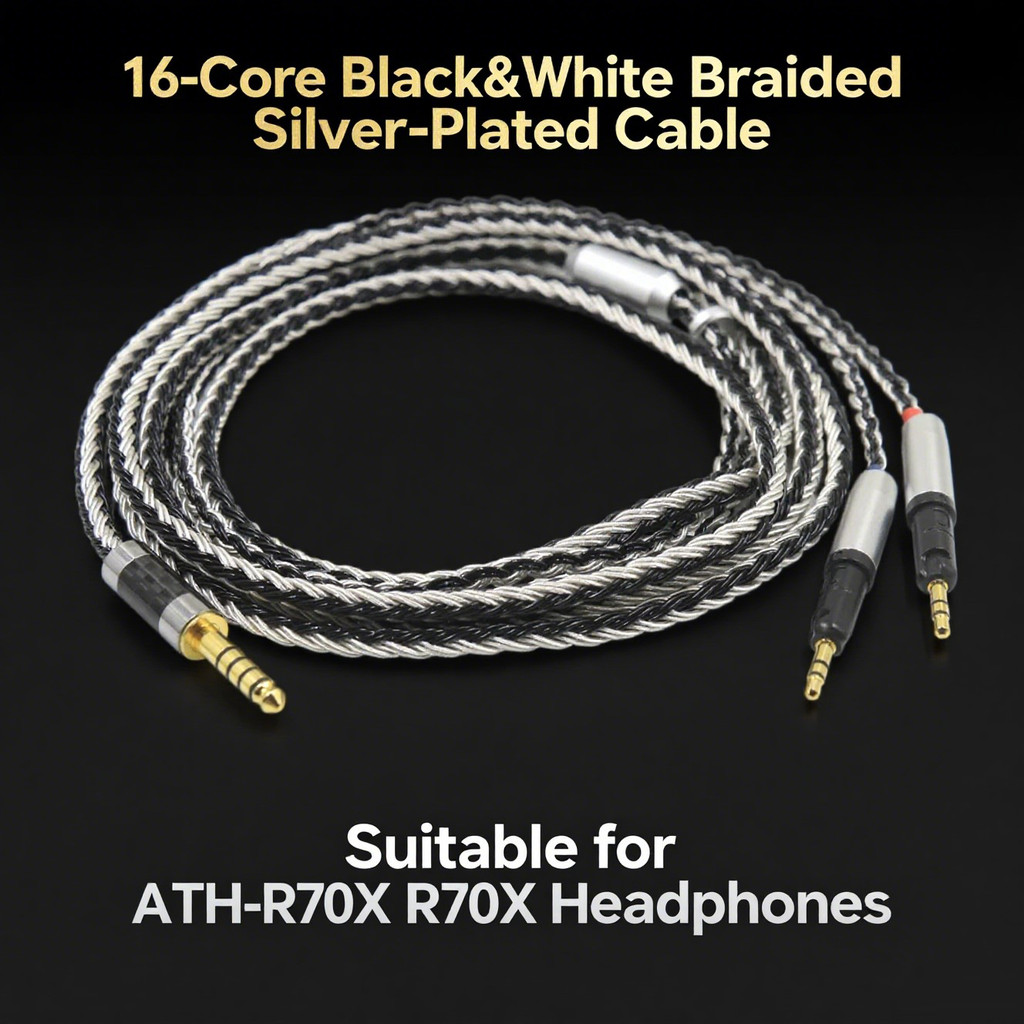 16 แกนเงินหูฟังเปลี่ยนสายอัพเกรดสําหรับ ATH-R70X R70X R70X5 หูฟัง