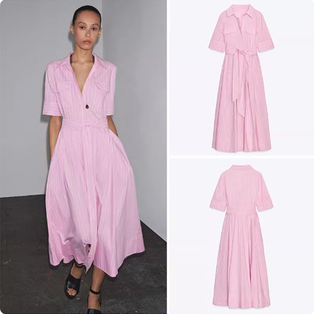 ZARA ชุดแขนสั้นลายพิมพ์ สไตล์slimmer สำหรับผู้หญิง