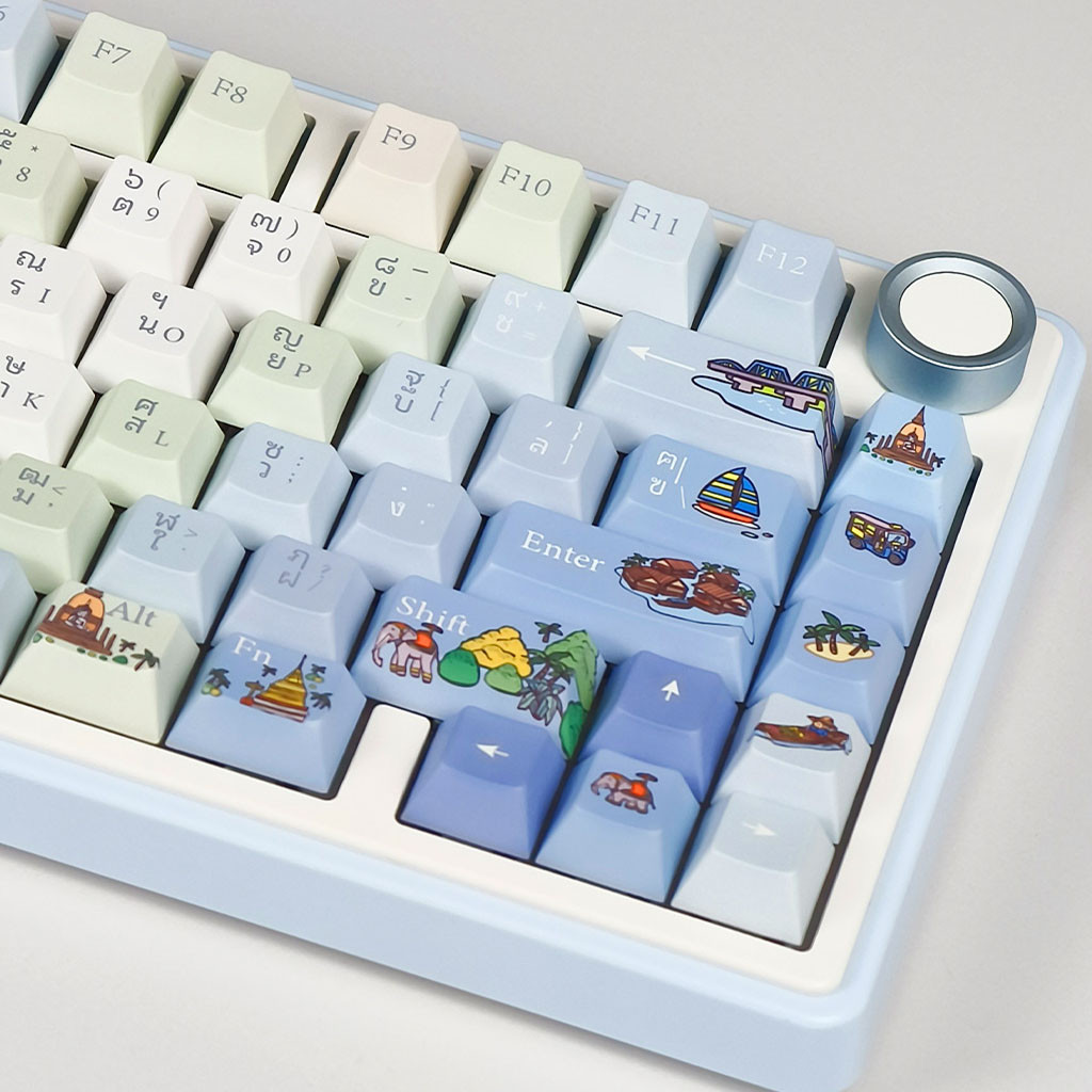 Water-Splashing Festival Keycaps 136 คีย์โปรไฟล์เชอร์รี่ PBT Dye Sublimation Wooting Aula F75 Mechan