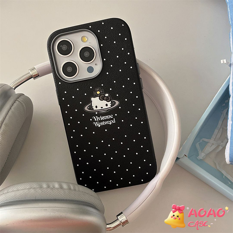 เคสไอโฟน 11 สำหรับ iPhone 16 15 13 11 14 12 Pro Max 15 14 16 7 8 Plus XR X XS SE2 ปกหนังลายคิตตี้สุดน่ารัก หวาน หรูหรา