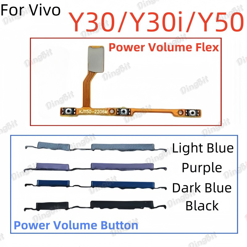 สําหรับ Vivo Y50 Y30 Y30i Power Volume Up Down Switch On Off ปุ่มด้านข้าง Flex Cable Replacement