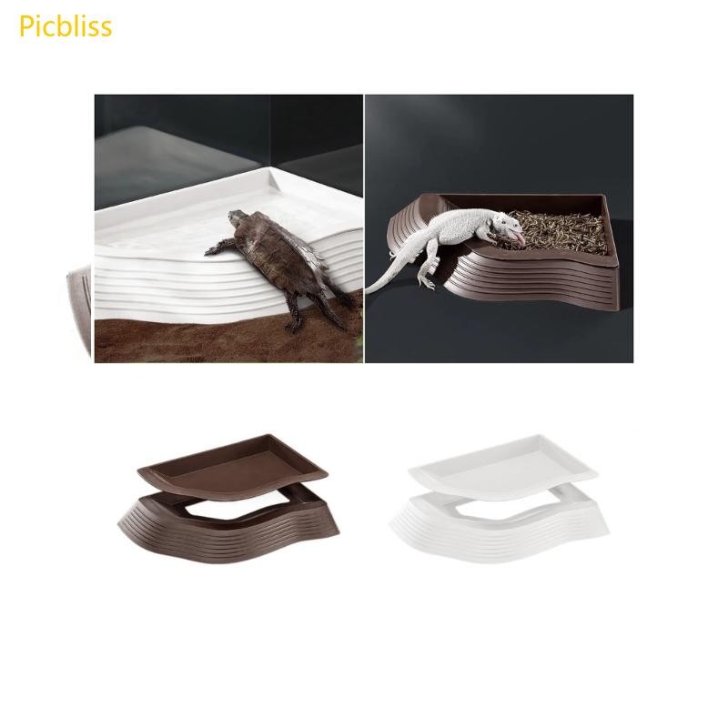 Picbliss Resins Tortoise Water Dish Bowl with Ramps for Lizards Geckos Snake Turtles