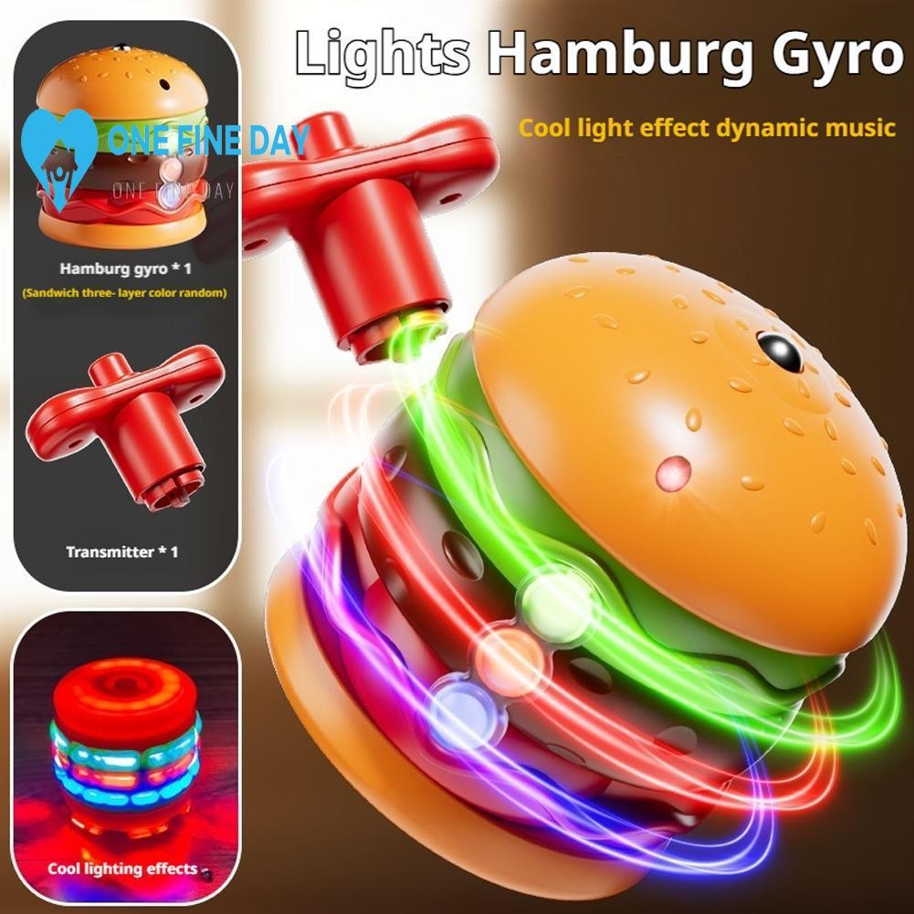 Gyro Toy Luminous Hamburger Battling Top Game พร้อมเพลงเกมเดินทางแบบพกพา Interactive Z0p7