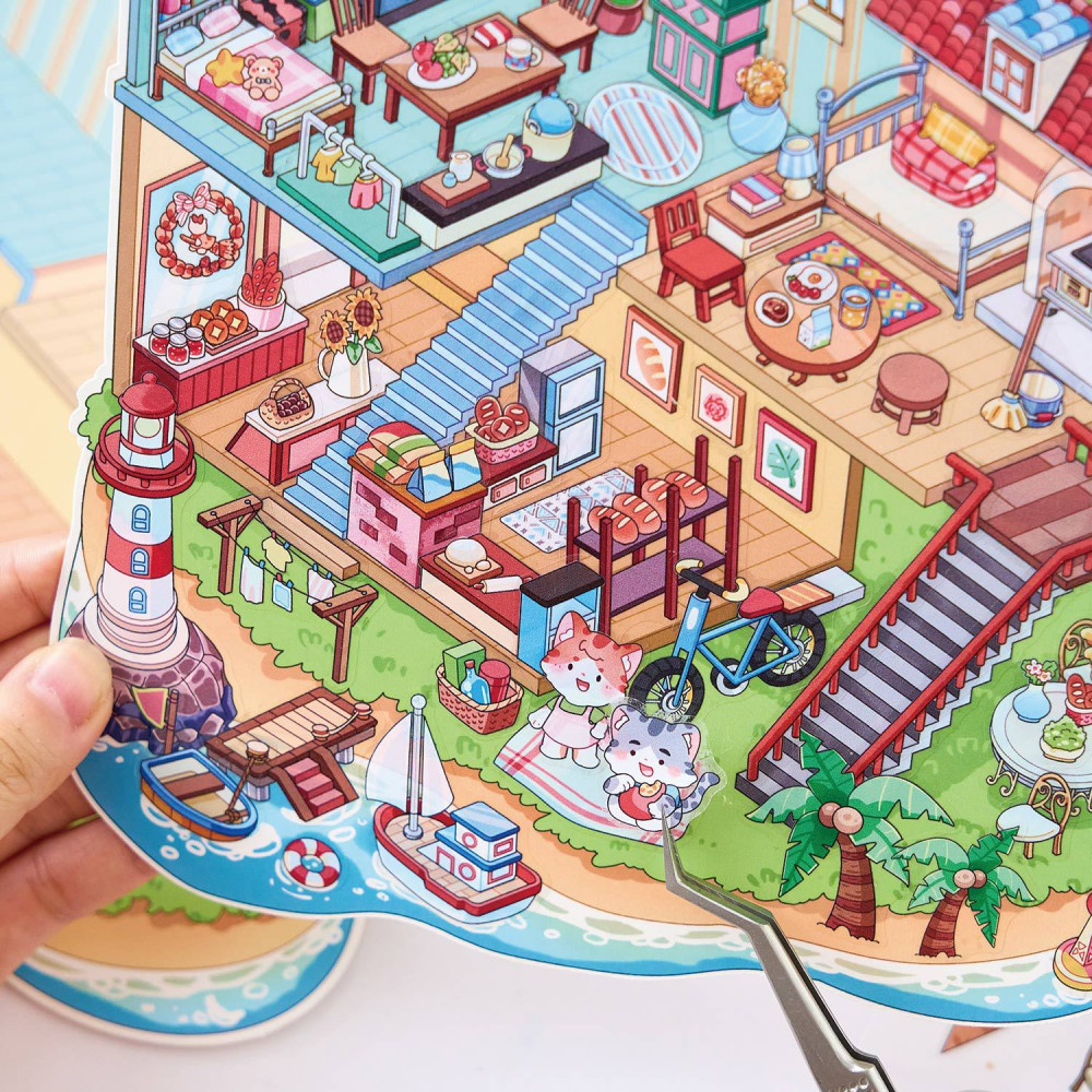 เอ่อ 3 ชิ้น [แฟนตาซี ชีวิต ชุด] สติกเกอร์ทิวทัศน์ 3ง วัสดุกันน้ําขนาดใหญ่พิเศษน่ารักการ์ตูนสไตล์สมุดวารสารวางแผนตกแต่งเครื่องเขียนสติก - รูปที่ 2