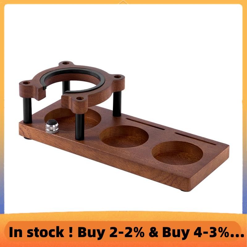 Espresso Coffee Tamper 53MM 54MM 58MM, Walnut Wood Storage Rack & Portafilter Holder, BaristaAccesso