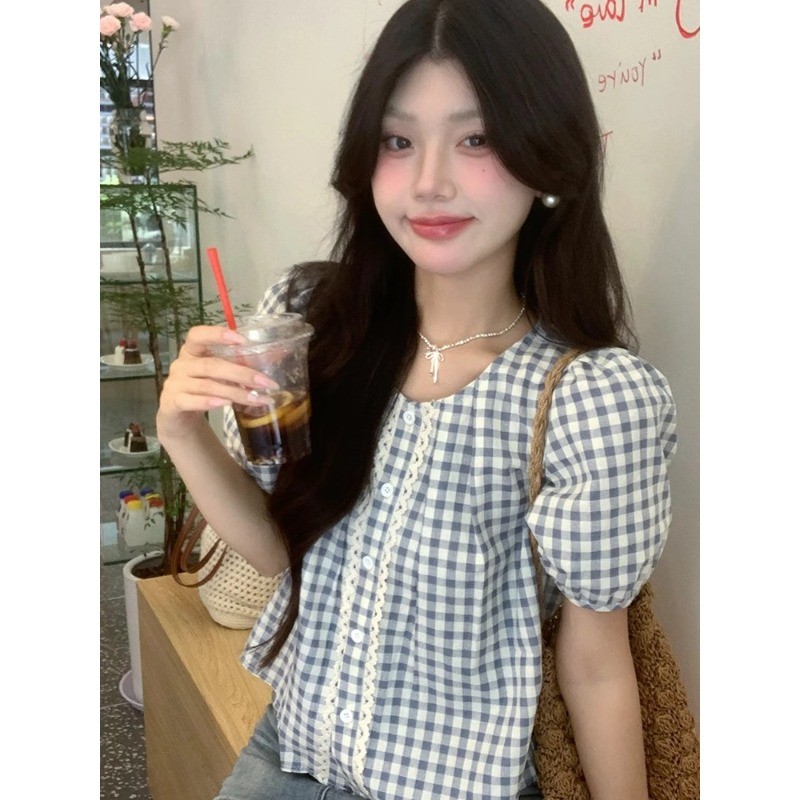 (ส่งจากไทย)เสื้อเชิ้ตผู้หญิงลายสก๊อต เสื้อเชิ้ต สไตล์ใหม่ เวอร์ชั่นเกาหลี วินเทจ แฟชั่น ความรู้สึกของการออกแบบ - รูปที่ 4