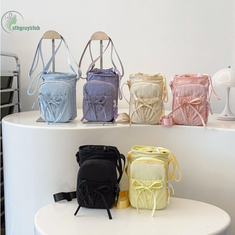 STHB Bowknot ขวดน้ำพร้อมกระเป๋ากันน้ำ มีสายคล้องดึง Drawstring ออกแบบมาเพื่องานกลางแจ้ง พกพาสะดวก และมีซองใส่มือถือและแก้วน้ำ