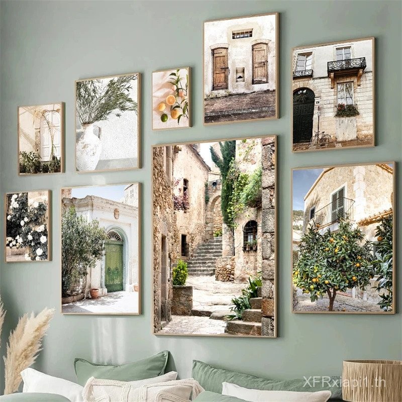 สเปนอิตาลี Puglia สถาปัตยกรรมโปสเตอร์ศิลปะพิมพ์ห้องนั่งเล่นตกแต่ง,ไม่มีกรอบผ้าใบจิตรกรรมของขวัญ FHKX