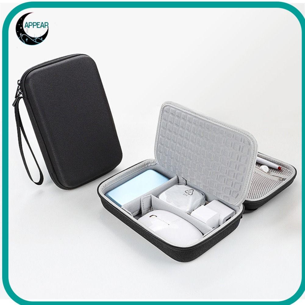APPEAR Travel Electronics Accessories Organizer, กระเป๋าเก็บสายเคเบิลข้อมูล EVA ความจุขนาดใหญ่, กระเป๋าเก็บของกันน้ํากันกระแทกสองชั้น