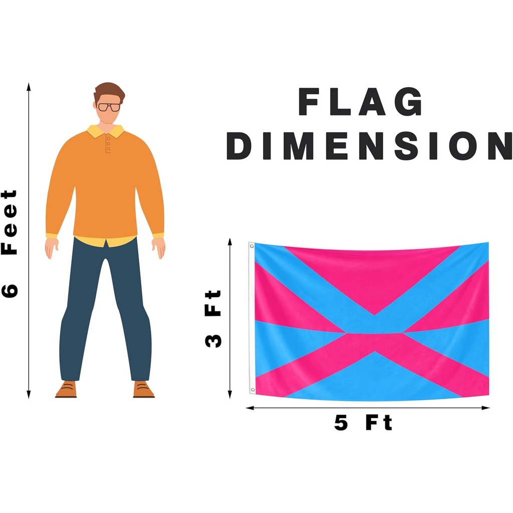 Crossdresser Pride Flag 3x5ft Vivid สี LGBTQ + เพศ Identity Flag โลหะ 2 Grommets สําหรับ Pride เดือน