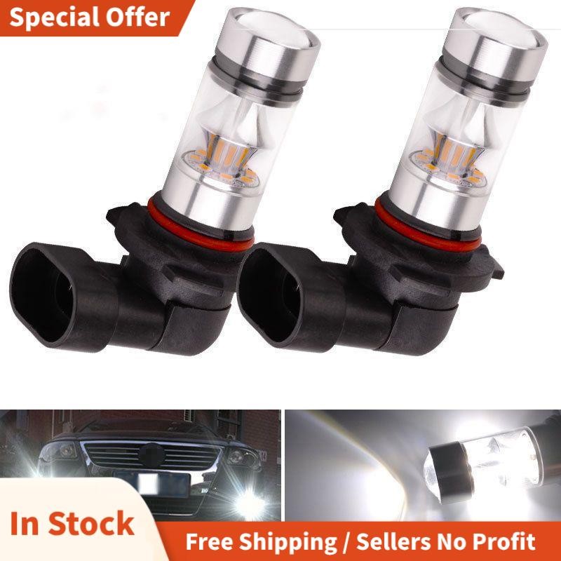 2x 9005 HB3 6000K 100W 2323 LED โปรเจคเตอร์หมอกขับรถหลอดไฟสีขาว