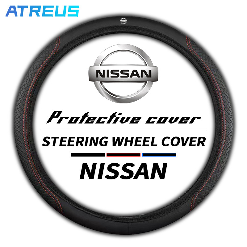 ปลอกหนังหุ้มพวงมาลัยรถยนต์ สําหรับ Nissan March Almera Note Livina Juke X-trail Sentra Navara Kicks Tida Teana