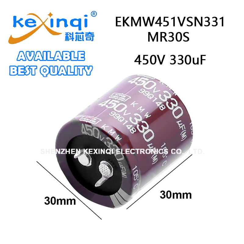 (1 ชิ้น) 450V 330uF D30xL30 มม.1.18x1.18in EKMW451VSN331MR30S CC Snap-In ตัวเก็บประจุอลูมิเนียมอิเล็