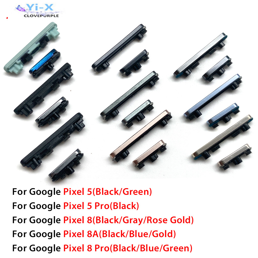 1 ชุดปุ่มด้านข้าง Power และ Volume ปุ่มอะไหล่ซ่อมสําหรับ Google Pixel 5 Pixel 5 Pro Pixel 8 Pixel 8A