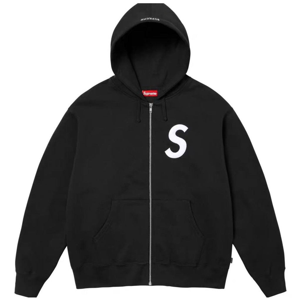 Sup FW24 WEEK6 S Logo Zip Up เสื้อสเวตเตอร์มีฮู้ด