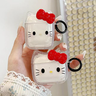 เคสแอร์พอต Kitty การป้องกันการตก ซิลิโคนนิ่ม Soft Case Anti-Lost เคสหูฟังบลูทูธไร้สายน่ารัก เหมาะสำหรับ AirPods 2 3 4