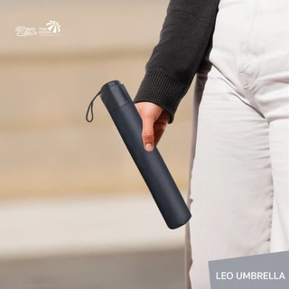 Leo ร่มพับ 2 ตอน สีพื้น เข้ากับชุดง่าย ผ้า BLack Uv กันรังสีUV 99% ขนาด 20 นิ้ว พอดีตัว พกพาสะดวก