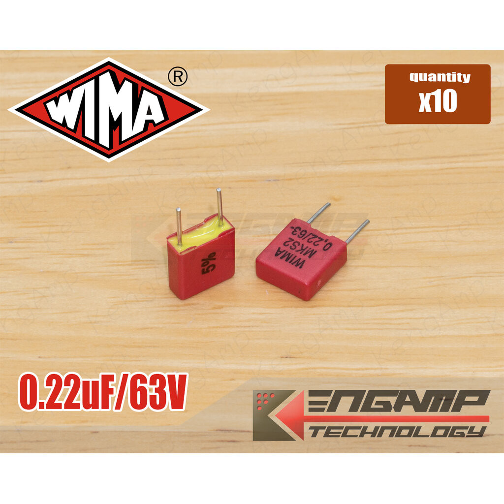 (10ตัว) [F-CAP] 0.22uF/63V 10% WIMA MKS2 3x7.2xH7.8mm P=5mm