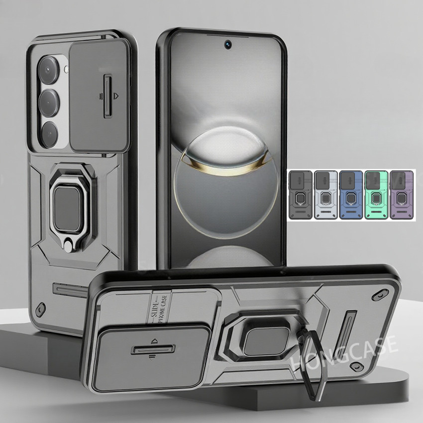 เคสโทรศัพท์สําหรับ Xiaomi Redmi 15 15C C 4G 5G 2025 กันกระแทกสไลด์กล้องปลอกหน้าต่างบานเลื่อนแหวนป้องกันขาตั้งฝาหลัง