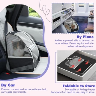 WIFLYZO กระเป๋าเป้สะพายหลัง Cat Carrier กระเป๋าถือแมวความจุขนาดใหญ่ Safety Breathable แบบพกพากันน้ํา Cat Transport Bag Cat