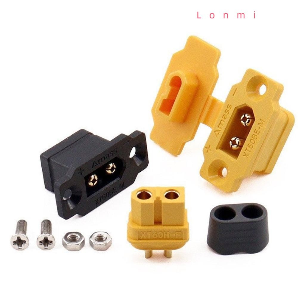 LONMI XT60BE-MF Connector, Amass แบบพกพา XT60BE ปลั๊กชาย, ตะวันออกติดตั้งพร้อมฝาครอบสีดําสีเหลืองสายปลั๊กสําหรับ RC FPV มอเตอร์ ESC