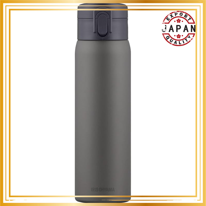 Iris Ohyama Water Bottle 500ml Vacuum Insulation Keeps Temperature for 6 Hours One-Handed Easy Open 