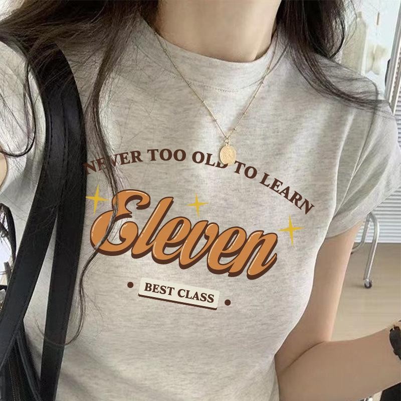 เสื้อยืดผู้หญิง ทรงสลิมฟิต แขนสั้น สไตล์สาวฮอตอเมริกัน