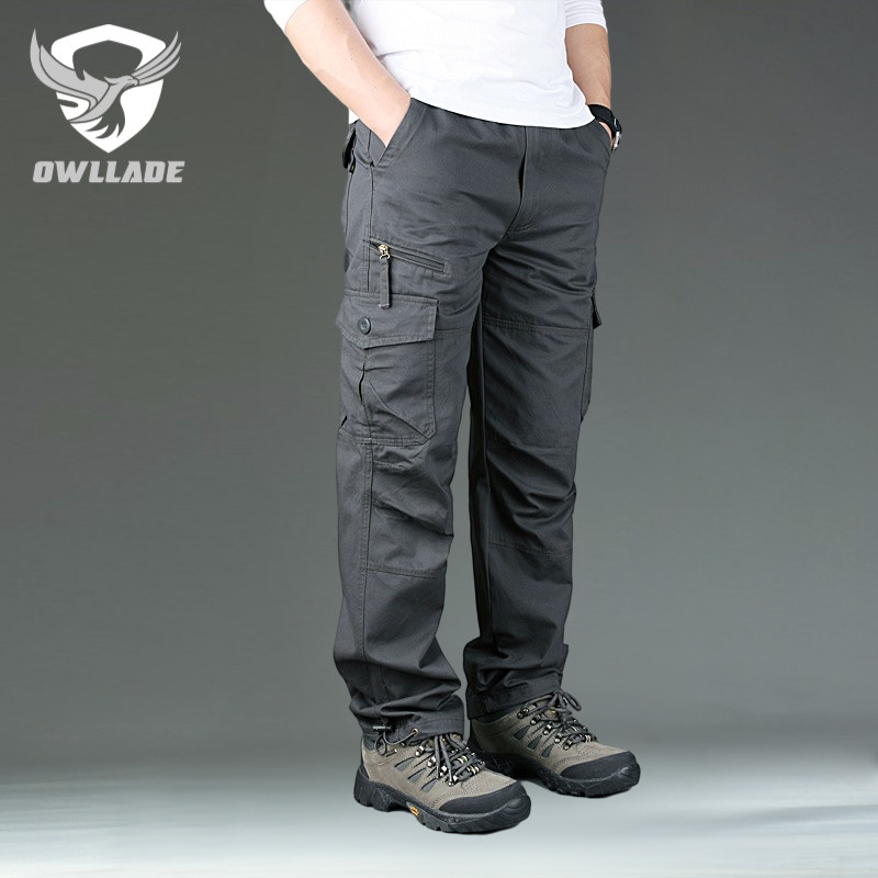 Owllade กางเกงคาร์โก้ยุทธวิธีสําหรับผู้ชายสีเทา S7 B02 2T