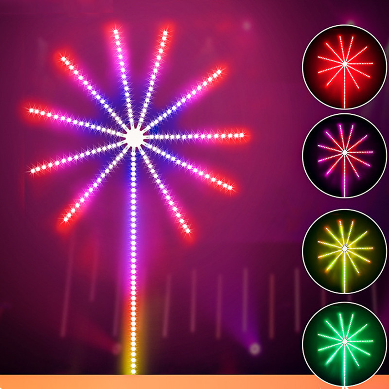 ดอกไม้ไฟ LED Strip Light RGB ควบคุมเสียง Symphony พลุงานแต่งงานคริสต์มาสควบคุมเพลง Full Kit Dream โคมไฟดาวตก