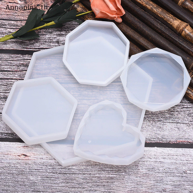 Annapink.th Crystal Coaster เรซิ่น Casg แม่พิมพ์ซิลิโคนทํา Mould Craft DIY Art Supplies EN