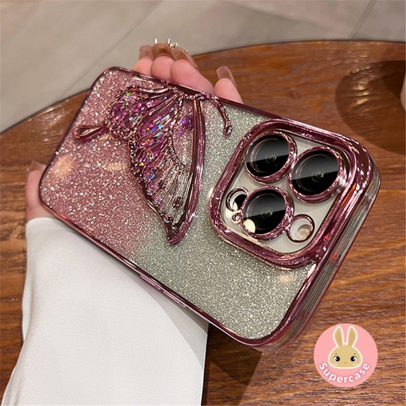 สําหรับ Huawei Nova 11i 12 11 10 8 7 Pro SE 10Z Y91 Y61 Y90 9Z Y70 Plus Quicksand ผู้ถือผีเสื้อกรณี Glitter ปกอ่อนแฟชั่นเคสโทรศัพท์สาวของขวัญ Shinning กรณี