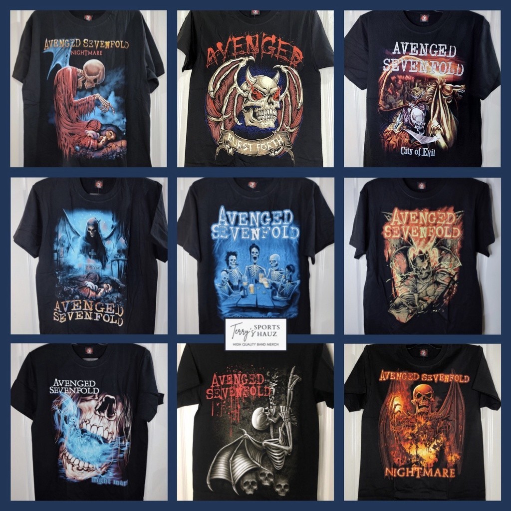 Avenged SEVENFOLD BAND เสื้อยืดผ้าฝ้าย Baju Lelaki & Perempuan Unisex แขนสั้นสีดํา Tee Rock สไตล์หลวมสบายๆเสื้อยืด