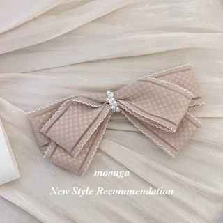 Mouga/light Luxury Pearl Windingลายสก๊อตอ่อนโยนเวอร์ชั่นเกาหลีAll-Match High-End Back Headกิ๊บติดผมเครื่องประดับผม