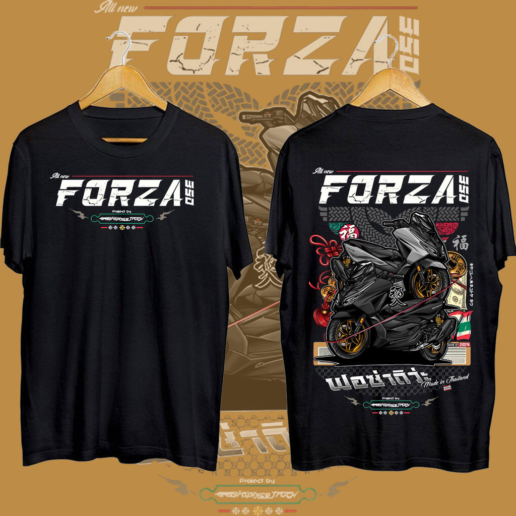 FORZA เสื้อยืดมอเตอร์ไซค์ เสื้อยืดแขนสั้นแฟชั่นลำลองอินเทรนด์ เสื้อยืดผ้าฝ้ายแท้ S-5XL