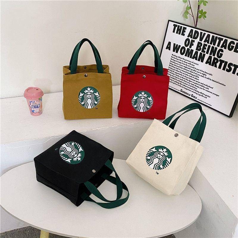 ใหม่ผ้าใบกระเป๋าใบเล็ก Tote Bag Office Worker นักเรียนกล่องอาหารกลางวันกระเป๋าพิมพ์ Outing Casual แฟชั่นถุงอาหารกลางวัน Tote Bag