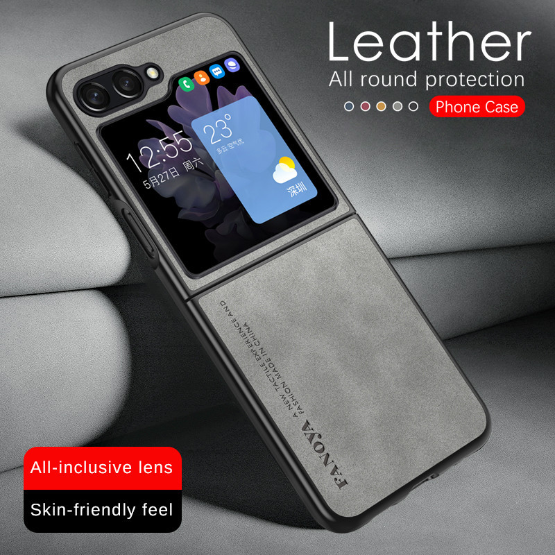 กรณีป้องกันเลนส์สําหรับ Samsung Galaxy Z Flip 5 6 Flip6 Flip5 หนังแกะหนังปกหลังสําหรับ Samsung Z Flip5 Flip6 นุ่ม Lambskin กรณี