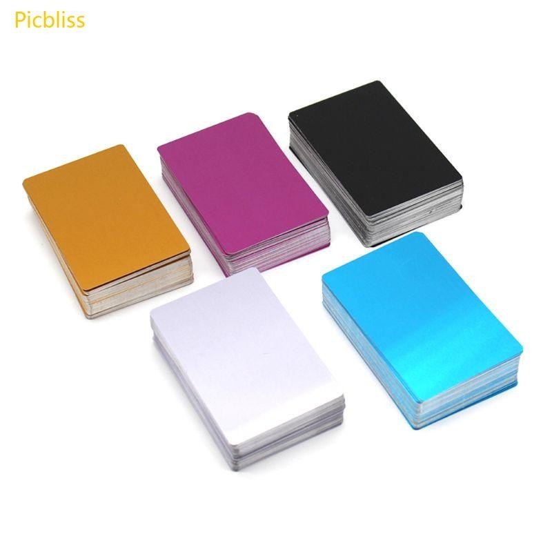 Picbliss 100 ชิ้นแกะสลักช่องว่างนามบัตรอลูมิเนียมสําหรับลูกค้าการ์ด DIY 5 สี