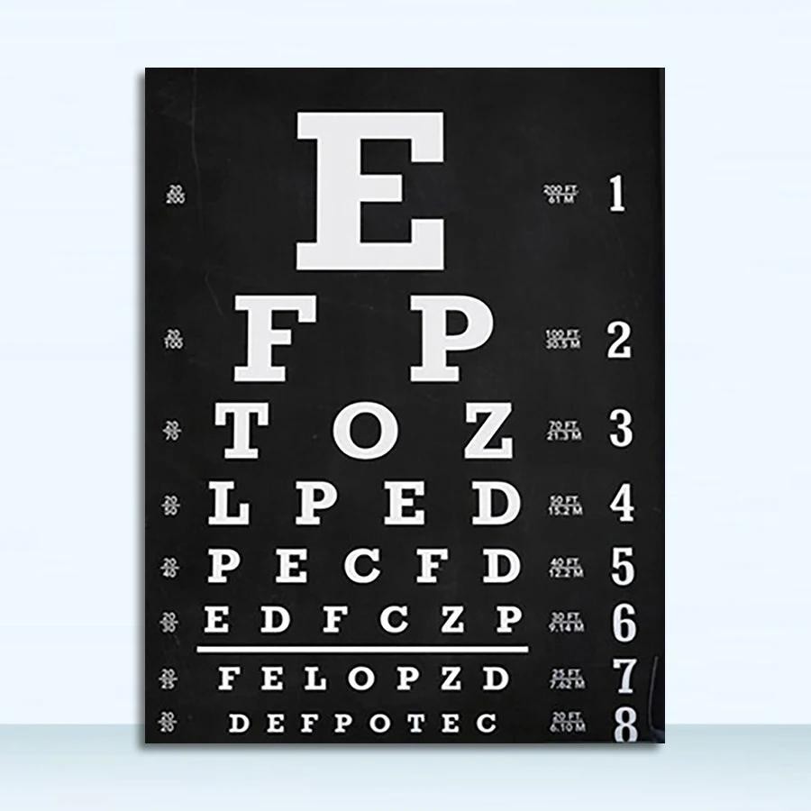 1 Piece Poster Optometrist Gift Vintage Eye Chart Art Canvas Prints Eye Clinic Decorative Snellen Ch