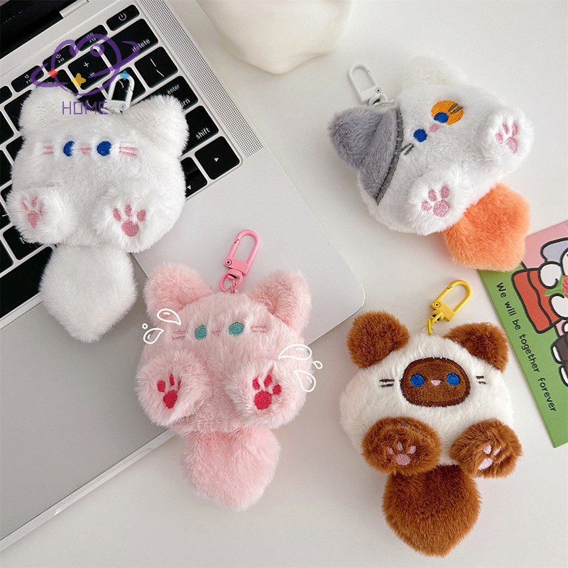 [mayhome] Squeak พวงกุญแจตุ๊กตาแมวหางยาวน่ารักตุ๊กตาสัตว์แมวพวงกุญแจกระเป๋าเครื่องประดับ Kawaii ตุ๊กตาแมวตุ๊กตาพวงกุญแจ {TH}