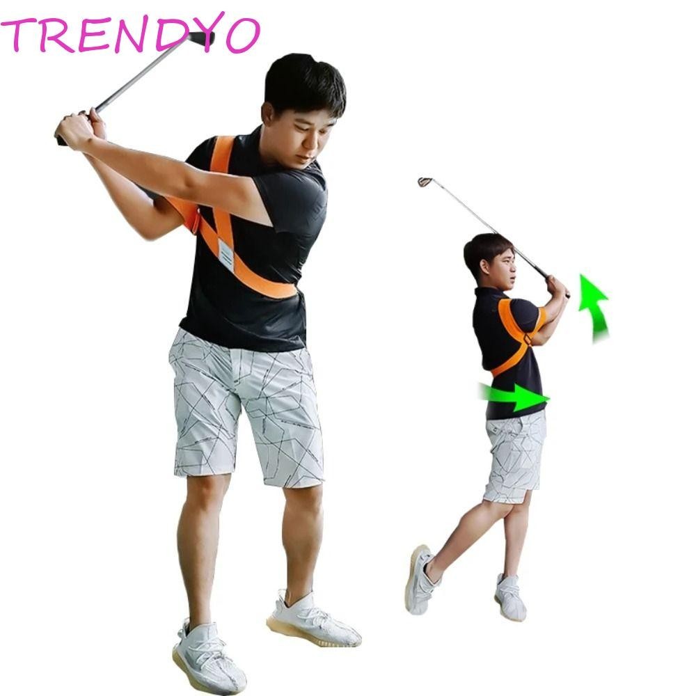 Trendyo Golf Swing Training Aid, Terylene Arm Band Golf Posture Practice Correction, Motion Correcting Golf Equipment Orange Navy Blue Golf Swing Strap Belt Golf Trainning