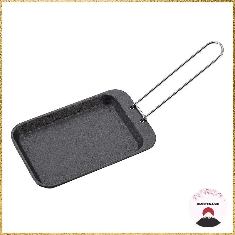 Captain Stag Cast Iron Cooking Plate Compact Size with Handle