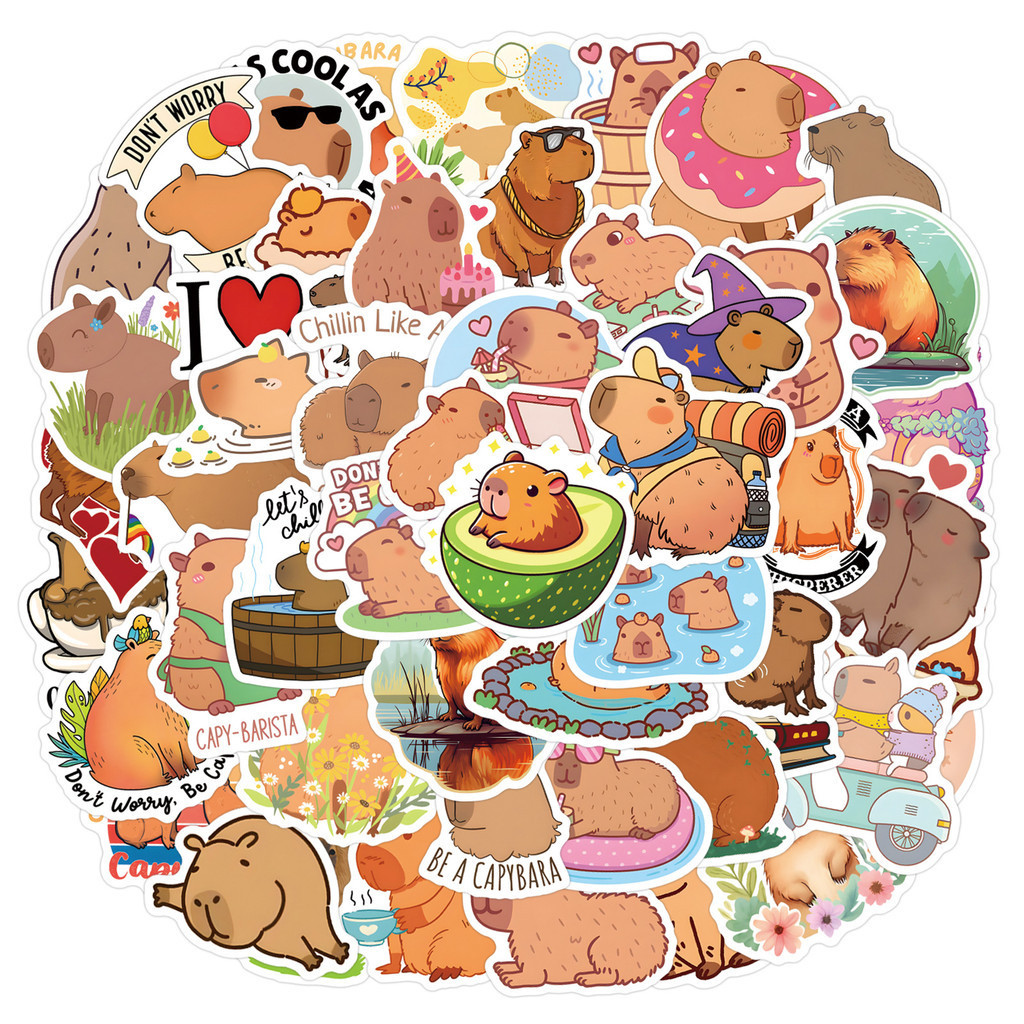 สติ๊กเกอร์ PVC กันน้ํา Capybara น่ารัก 60 ชิ้น (3)