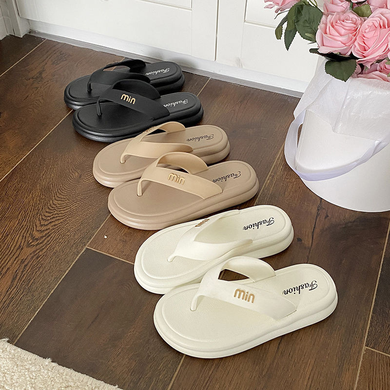 Mint Mambo อารมณ์ Flip-Flops ผู้หญิงฤดูร้อนสวมใส่ด้านนอกหนา Soled แฟชั่นสไตล์ใหม่ริมทะเลกับกระโปรง Flip-Flops ชายหาด