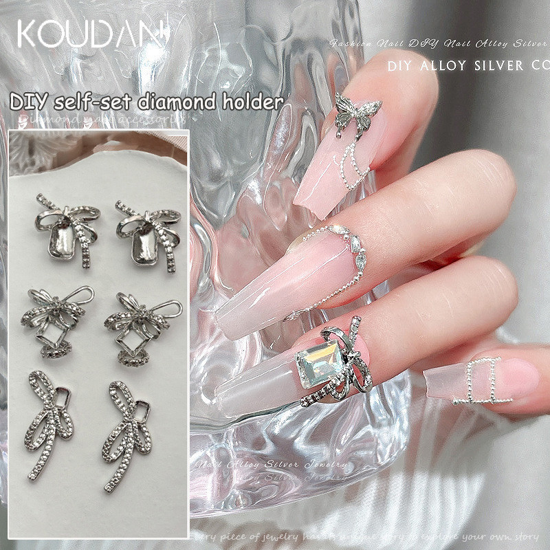 ตกแต่งเล็บสติกเกอร์ Rhinestone คริสตัล DIY Sliver การตั้งค่าเพชร 30 ชิ้น KOUDAN