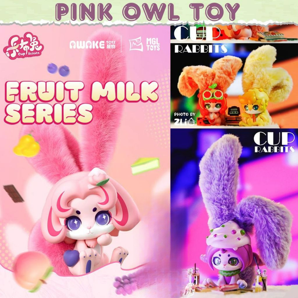 Kmtoys พร้อมส่ง🐇🍓กล่องสุ่ม Cup Rabbits Fruit Milk Series คัพแรบบิท ฟรุ๊ตมิลค์🎁 ยกกล่อง🌟ลุ้นซีเครท